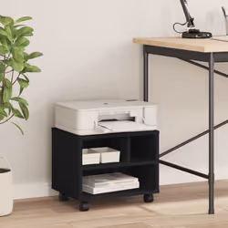 vidaXL Printer Stand with Wheels Printer Table Office Desk Organiser Black - Black