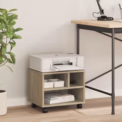 vidaXL Printer Stand with Wheels Printer Table Office Desk Organiser Black - Sonoma oak