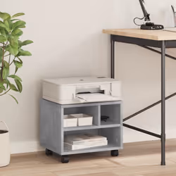 vidaXL Printer Stand with Wheels Printer Table Office Desk Organiser Black - Concrete grey