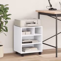 vidaXL Printer Stand with Wheels Office Printer Table Desk Organiser White - white