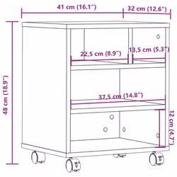 vidaXL Printer Stand with Wheels Office Printer Table Desk Organiser White - white - Additional view 9