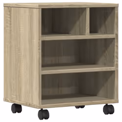 vidaXL Printer Stand with Wheels Printer Table File Desk Organiser Smoked Oak - sonoma oak
