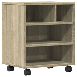 vidaXL Printer Stand with Wheels Printer Table File Desk Organiser Smoked Oak - sonoma oak