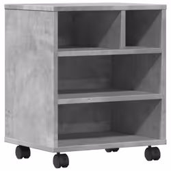 vidaXL Printer Stand with Wheels Printer Table File Desk Organiser Smoked Oak - concrete grey