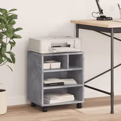 vidaXL Printer Stand with Wheels Printer Table File Desk Organiser Smoked Oak - concrete grey