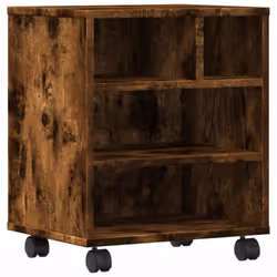 vidaXL Printer Stand with Wheels Printer Table File Desk Organiser Smoked Oak - smoked oak