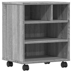 vidaXL Printer Stand with Wheels Printer Table File Desk Organiser Smoked Oak - grey sonoma