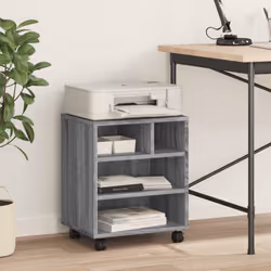 vidaXL Printer Stand with Wheels Printer Table File Desk Organiser Smoked Oak - grey sonoma