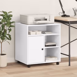 vidaXL Printer Stand with Wheels Printer Table File Desk Organiser Sonoma Oak - white