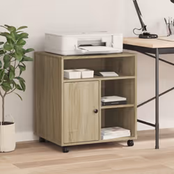 vidaXL Printer Stand with Wheels Printer Table File Desk Organiser Sonoma Oak - sonoma oak