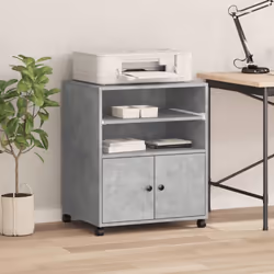 vidaXL Printer Stand with Wheels Printer Table Office File Desk Organiser - concrete grey