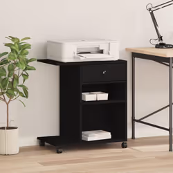 vidaXL Printer Stand with Wheels Printer Table File Desk Organiser Grey Sonoma - black