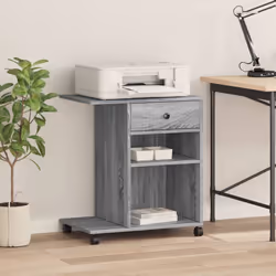 vidaXL Printer Stand with Wheels Printer Table File Desk Organiser Grey Sonoma - grey sonoma