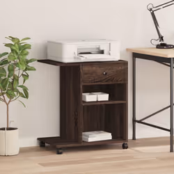 vidaXL Printer Stand with Wheels Printer Table File Desk Organiser Grey Sonoma - brown oak
