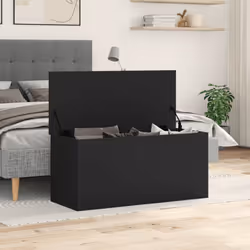 vidaXL Storage Box Blanket Box Storage Chest Toy Box Black Engineered Wood