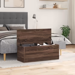 vidaXL Storage Box Toy Box Blanket Box Storage Chest Brown Oak Engineered Wood