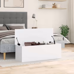 vidaXL Storage Box Toy Box Blanket Box Storage Chest White Engineered Wood