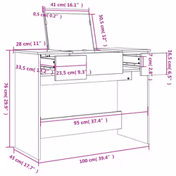 vidaXL Dressing Table with Mirror Cosmetic Table Makeup Table Vanity Desk - black - Additional view 9