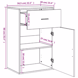 vidaXL Storage Cabinet Side Cabinet Sideboard Storage Cupboard Engineered Wood - grey sonoma
