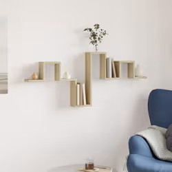 vidaXL Wall Shelf Floating Shelf Wall Storage Rack Book Shelf Engineered Wood - sonoma oak