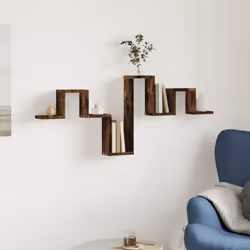 vidaXL Wall Shelf Floating Shelf Wall Storage Rack Book Shelf Engineered Wood - smoked oak
