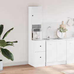 vidaXL Kitchen Cabinet Storage Unit Sideboard Tall Cupboard Engineered Wood - white, 35 x 50 x 180 cm