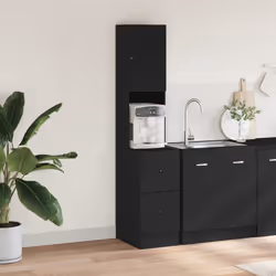 vidaXL Kitchen Cabinet Storage Sideboard Tall Cabinet Black Engineered Wood