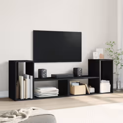 vidaXL TV Cabinets TV Stand TV Unit Entertainment Centre 2 pcs Engineered Wood - black, 75x30x50 cm - Additional view 2