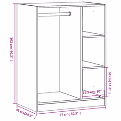 vidaXL Wardrobe Organiser Bedroom Closet Clothes Storage Shelf Engineered Wood - sonoma oak, 74x48x102 cm/10 kg - Additional view 3