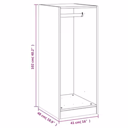 vidaXL Wardrobe Organiser Bedroom Closet Clothes Storage Shelf Engineered Wood - concrete grey, 48x41x102 cm - Additional view 9