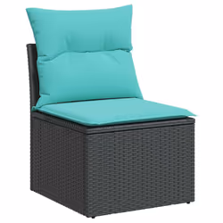 vidaXL 4 Piece Patio Sofa Set with Cushions Black Poly Rattan - Additional view 2