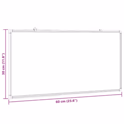 vidaXL Magnetic Whiteboard Dry Erase White Board Wall Writing Board Aluminium - 60 x 30 x 1.7 cm