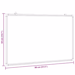 vidaXL Magnetic Whiteboard Dry Erase White Board Wall Writing Board Aluminium - 80 x 50 x 1.7 cm - Additional view 5