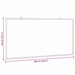 vidaXL Magnetic Whiteboard Dry Erase White Board Wall Writing Board Aluminium - 100 x 50 x 1.7 cm - Additional view 3
