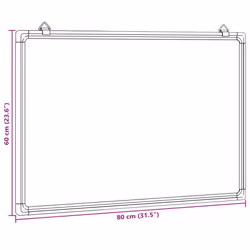 vidaXL Magnetic Whiteboard Dry Erase White Board Wall Writing Board Aluminium - 80 x 60 x 1.7 cm