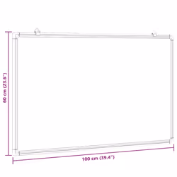 vidaXL Magnetic Whiteboard Dry Erase White Board Wall Writing Board Aluminium - 100 x 60 x 1.7 cm - Additional view 5