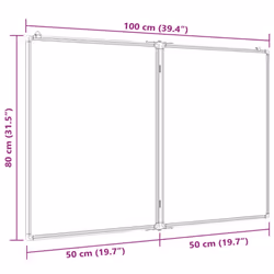 vidaXL Magnetic Whiteboard Foldable Writing Dry Erase White Board Aluminium - 100 x 80 x 1.7 cm - Additional view 3