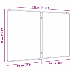 vidaXL Magnetic Whiteboard Foldable Writing Dry Erase White Board Aluminium - 120 x 80 x 1.7 cm
