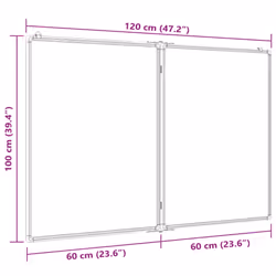 vidaXL Magnetic Whiteboard Foldable Writing Dry Erase White Board Aluminium - 120 x 100 x 1.7 cm