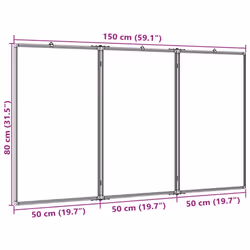 vidaXL Magnetic Whiteboard Foldable Writing Dry Erase White Board Aluminium - 150 x 80 x 1.7 cm