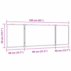 vidaXL Magnetic Whiteboard Foldable Writing Dry Erase White Board Aluminium - 160 x 50 x 1.7 cm