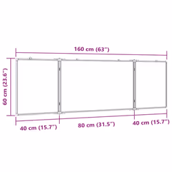 vidaXL Magnetic Whiteboard Foldable Writing Dry Erase White Board Aluminium - 160 x 60 x 1.7 cm