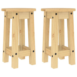 vidaXL Bar Stools Kitchen Bar Chair Pub Stool Counter Chair Solid Wood Pine - brown, 2 piece