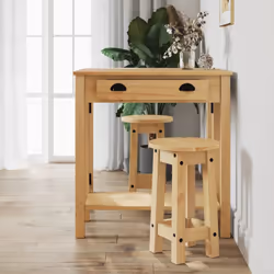 vidaXL Bar Stools Kitchen Bar Chair Pub Stool Counter Chair Solid Wood Pine - brown, 2 piece - Additional view 2