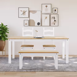 vidaXL Dining Table Kitchen Table Dining Room Table White Solid Wood Pine