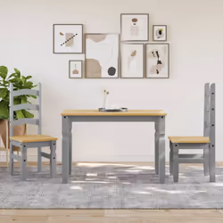 vidaXL Dining Table Dining Room Kitchen Dinner Table Grey Solid Wood Pine