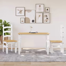 vidaXL Dining Table Kitchen Table Dining Room Table White Solid Wood Pine - Additional view 2