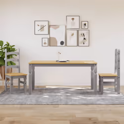vidaXL Dining Table Dining Room Kitchen Dinner Table Grey Solid Wood Pine