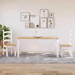 vidaXL Dining Table Kitchen Table Dining Room Table White Solid Wood Pine