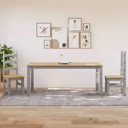 vidaXL Dining Table Dining Room Kitchen Dinner Table Grey Solid Wood Pine